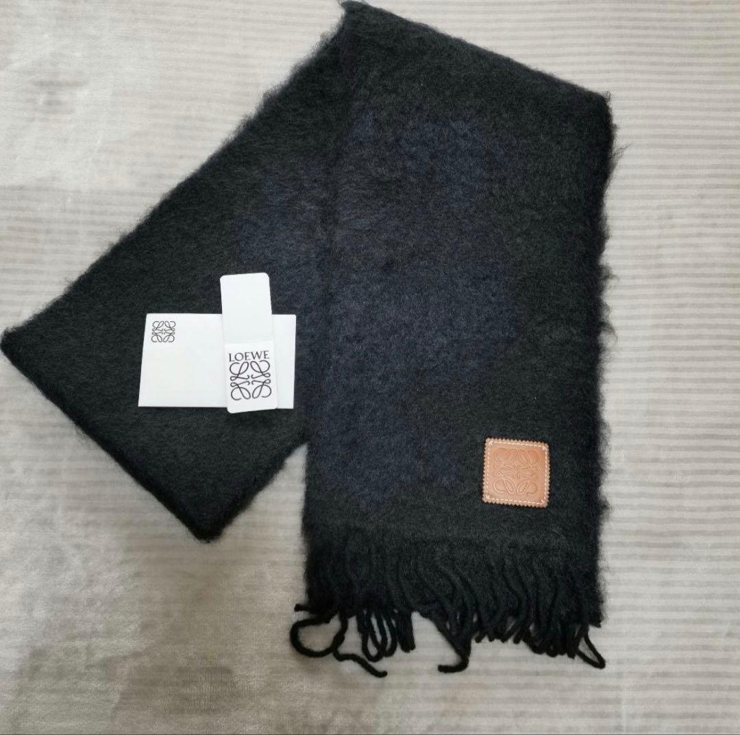 【超美品】LOEWE ロエベ モヘヤ ナイロン ウール アナグラム マフラー