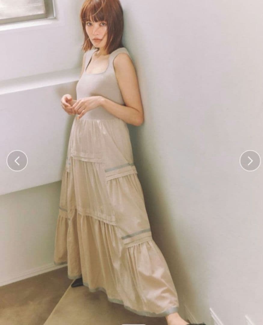 【セット販売】ニットコンビタックティアードワンピース ／カーディガンつき