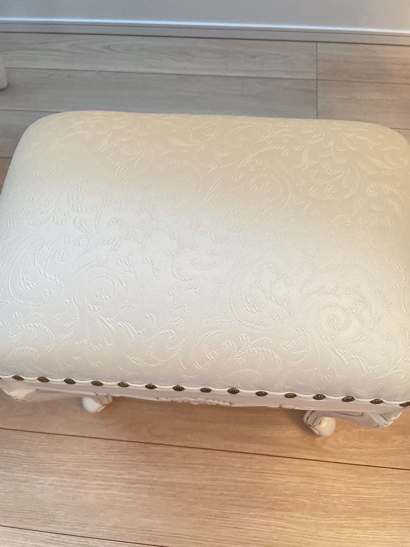 スツール★マホガニー家具★シャビーホワイト★アンティーク調クラシック★輸入家具