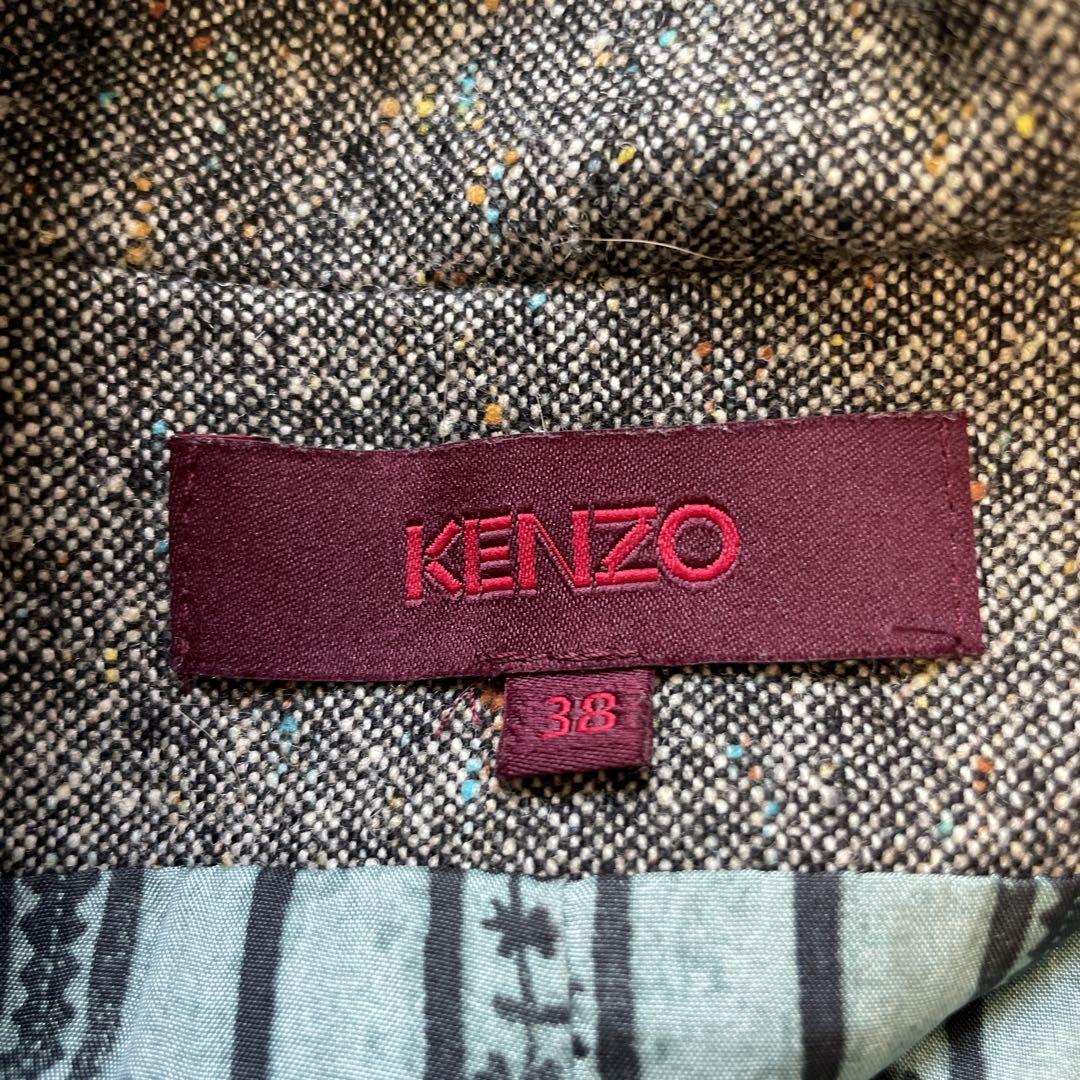 KENZO ケンゾー ウールブレンドチェスターコート ベルト付き 派手裏地