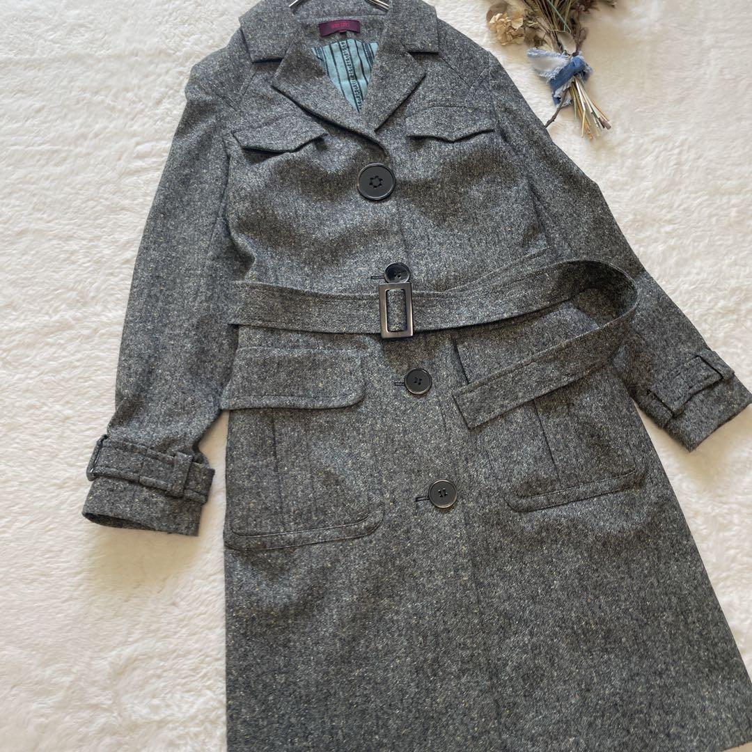 KENZO ケンゾー ウールブレンドチェスターコート ベルト付き 派手裏地