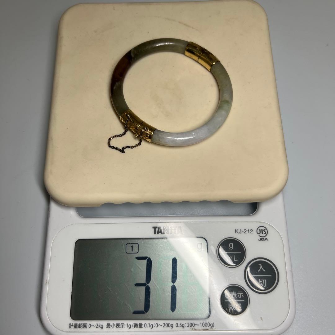 14K刻印　翡翠バングル　31g 東Y8-0109☆2Fトヒチサ