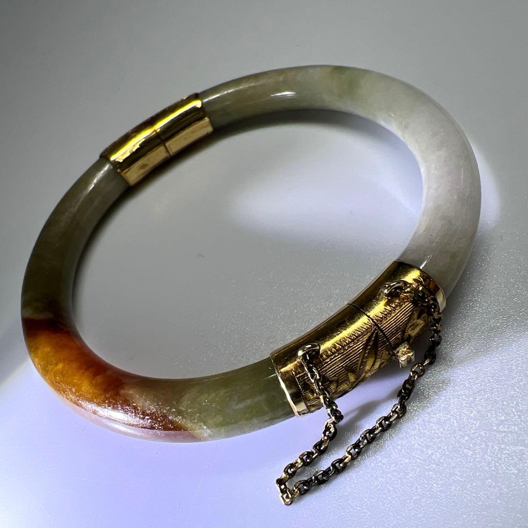 14K刻印　翡翠バングル　31g 東Y8-0109☆2Fトヒチサ