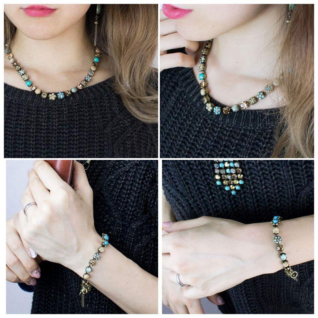 【美品】アマーロ AMARO ネックレス+ブレスレットセット 天然石 ターコイズ