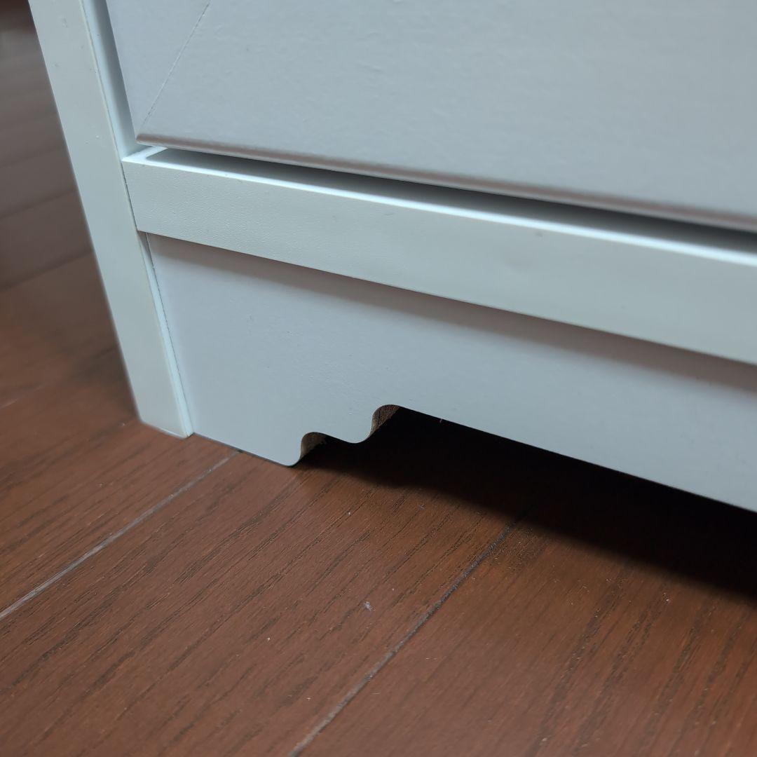 ホワイトキャビネット 3引き出し クリスタル取っ手