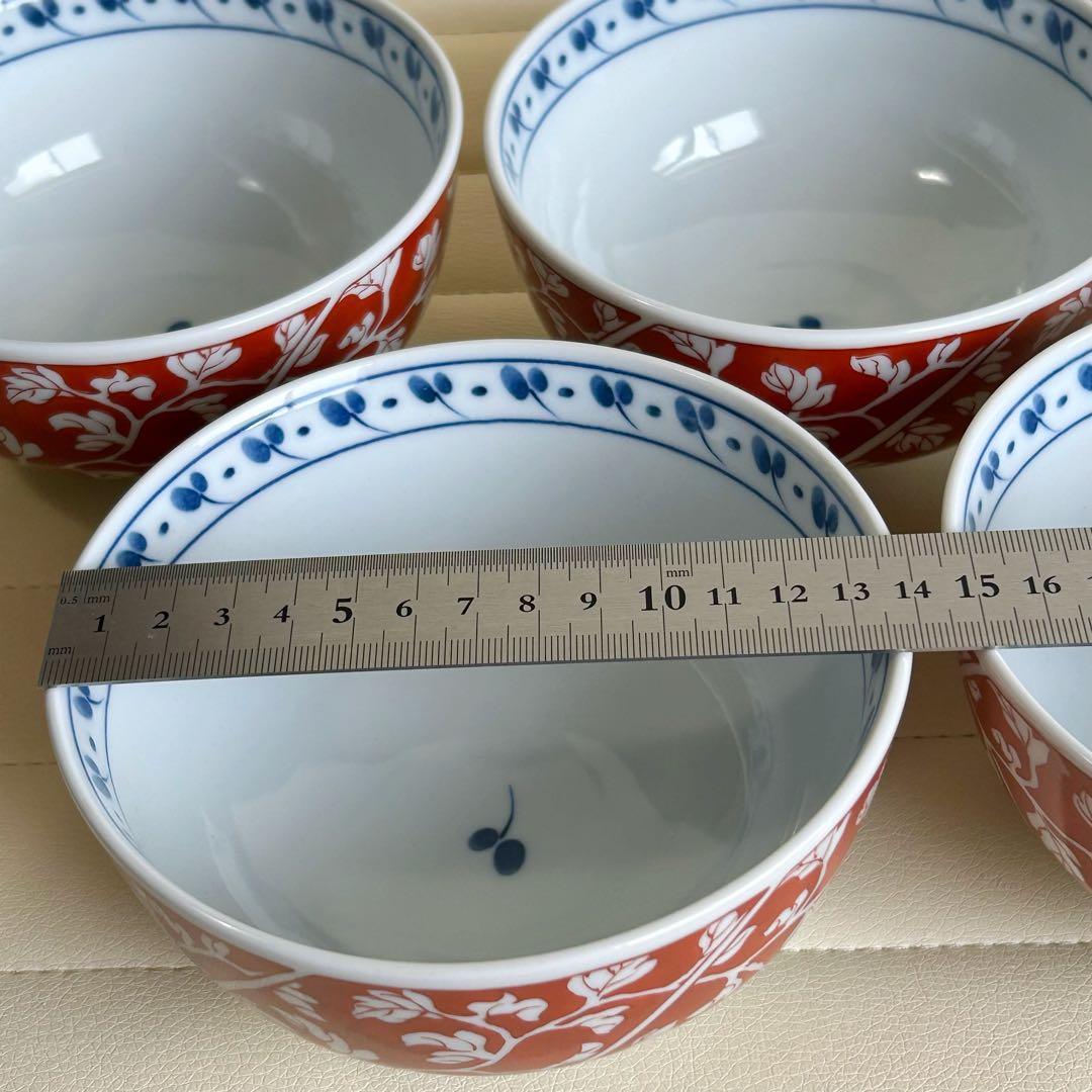 有田焼　清秀　赤絵唐草　丼ぶり揃　5客セット　色絵　どんぶり　中鉢　ボウル　和柄