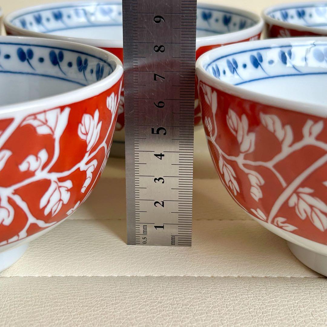 有田焼　清秀　赤絵唐草　丼ぶり揃　5客セット　色絵　どんぶり　中鉢　ボウル　和柄