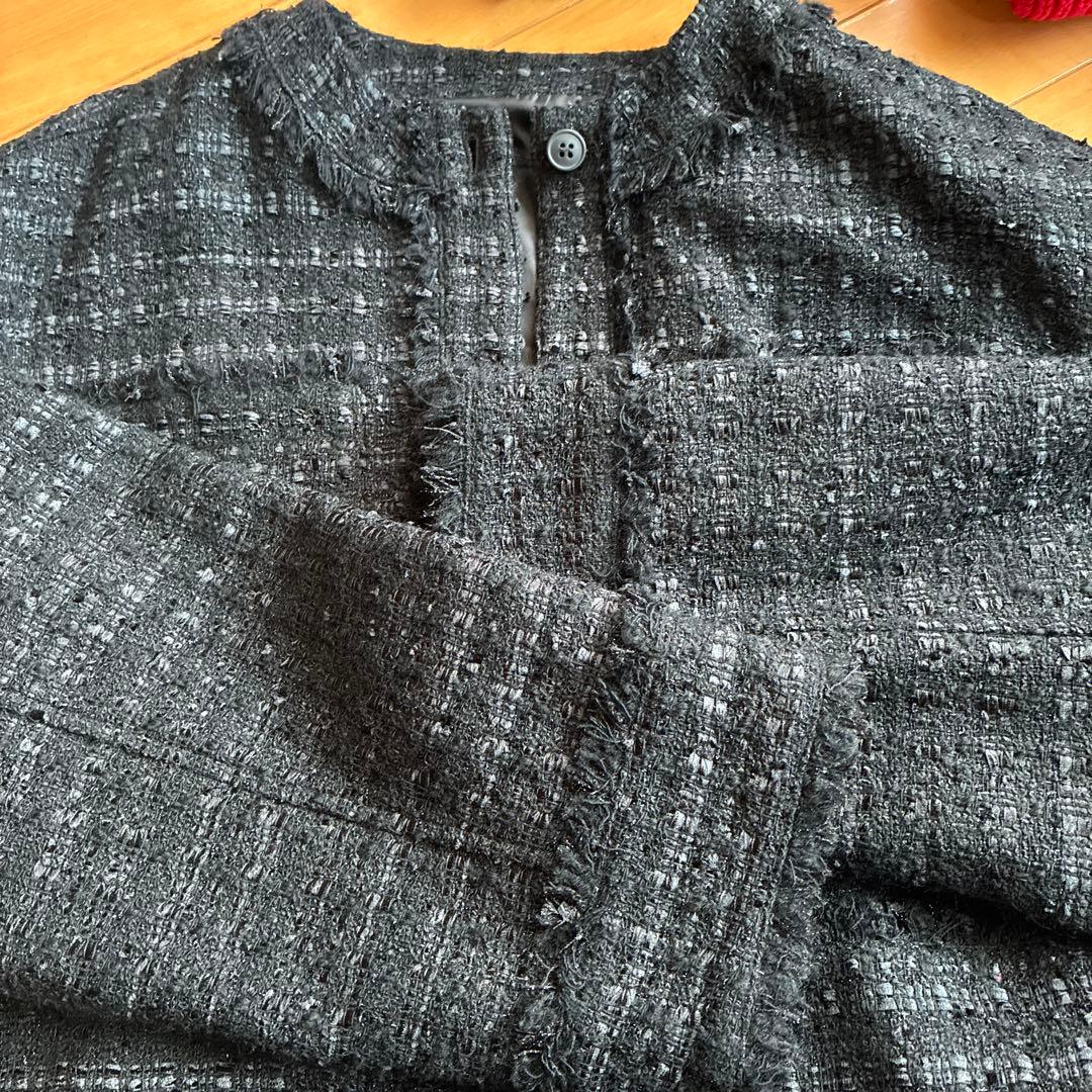 あおりんご　gypsohila ツィードノーカラージャケット