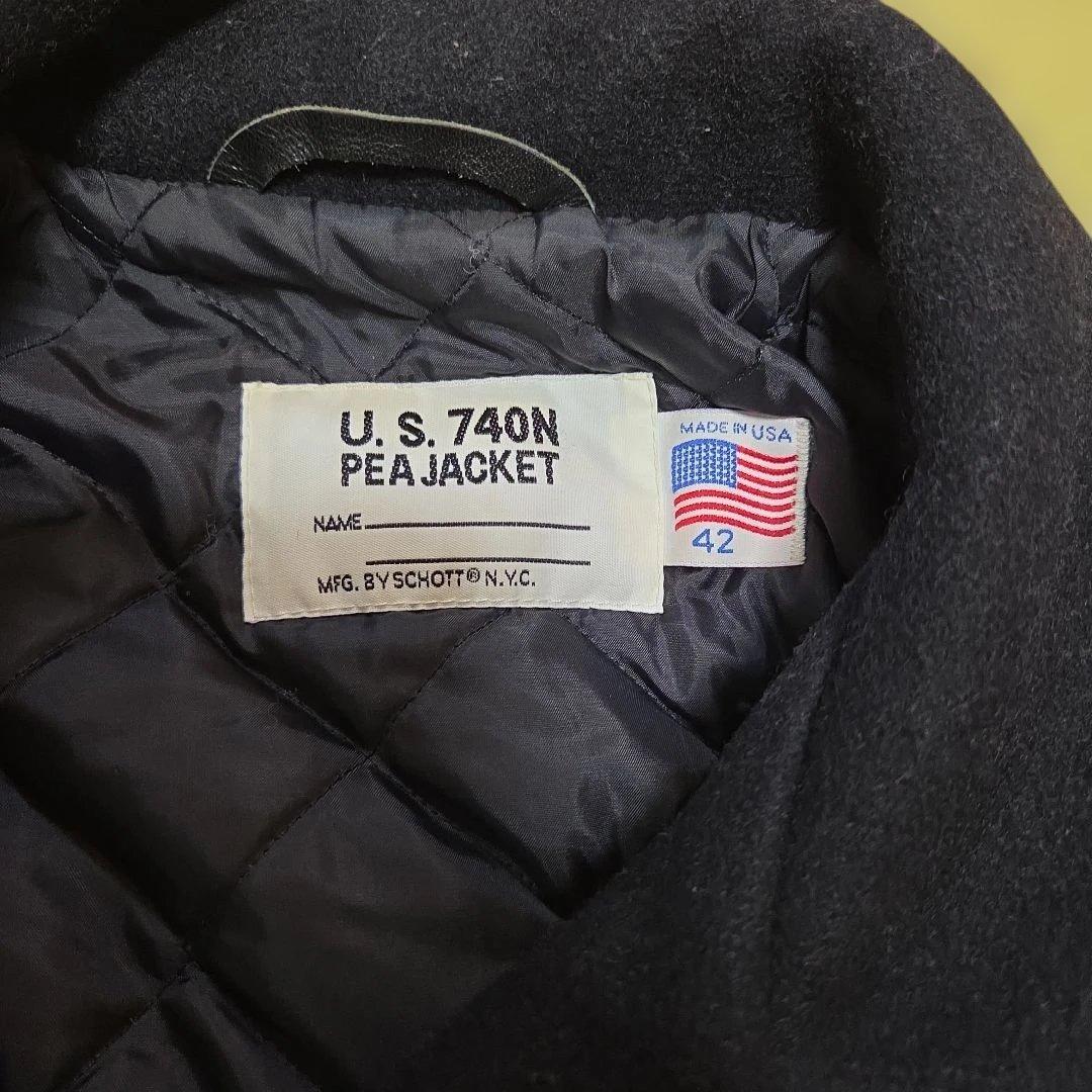新品同様 USA製 schott U.S.740N ピーコート 42 XL 黒