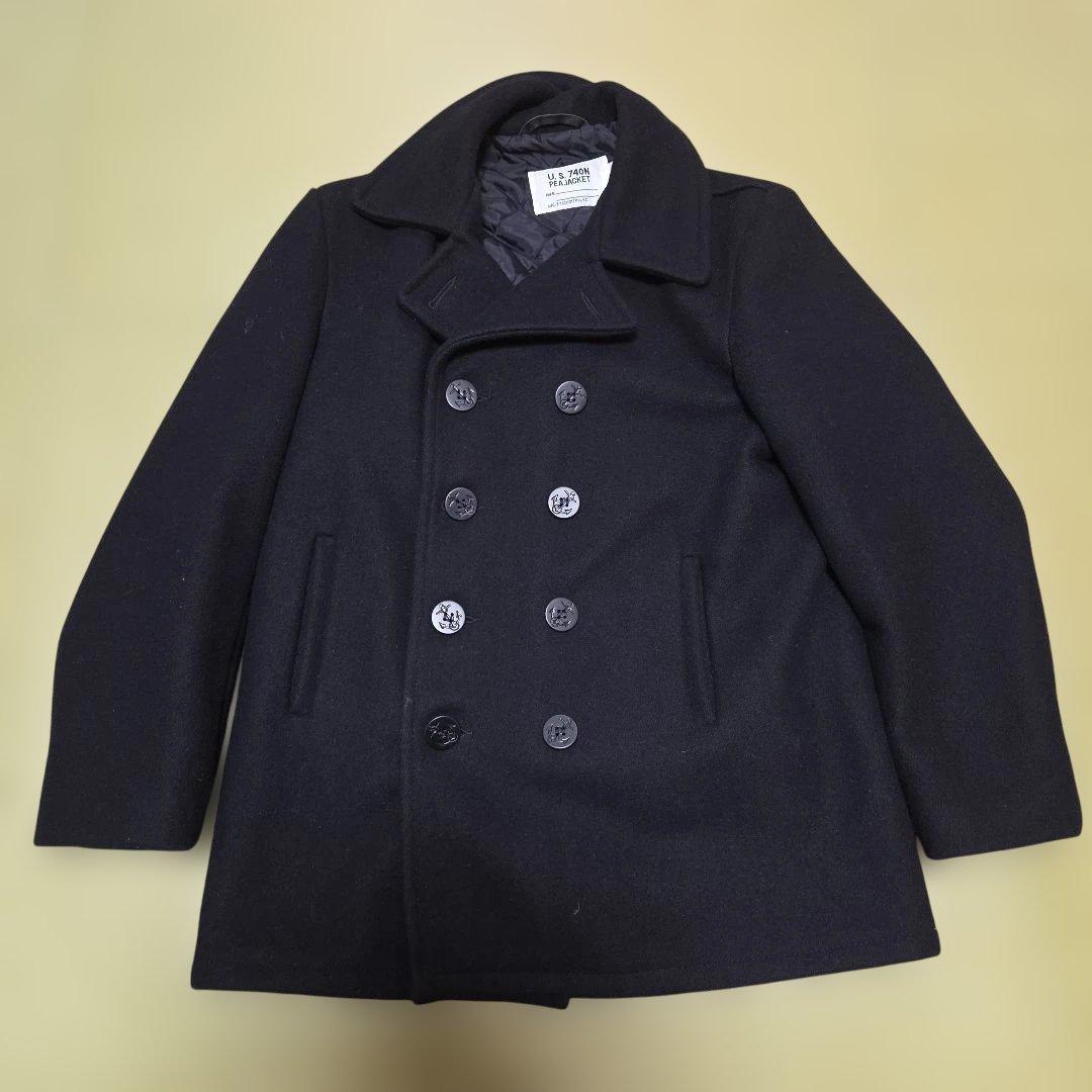 新品同様 USA製 schott U.S.740N ピーコート 42 XL 黒