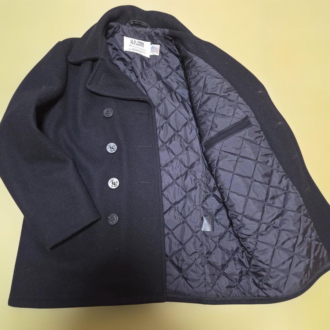 新品同様 USA製 schott U.S.740N ピーコート 42 XL 黒