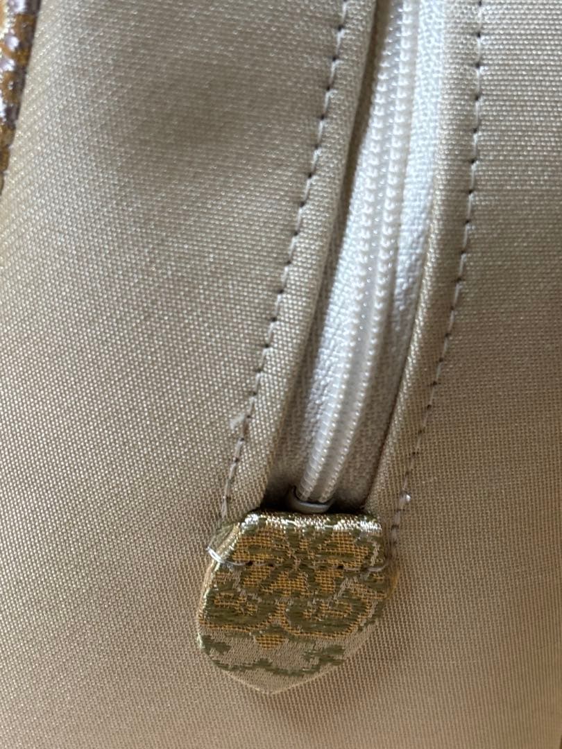 和装用バッグ クリーム色 花柄金箔模様