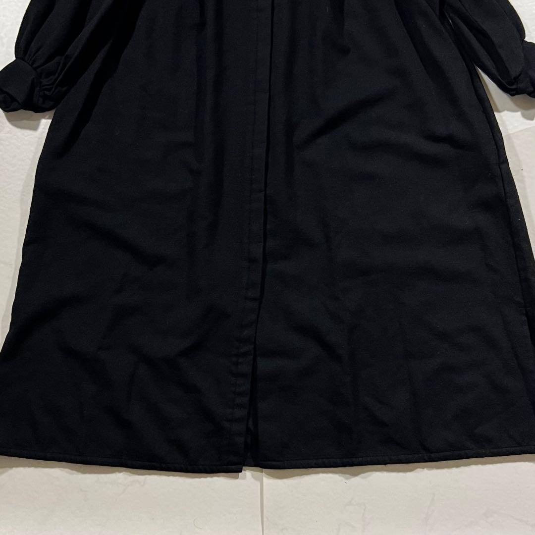 SINME シンメ スモックドレス ウールワンピース ブラック黒 ロング マキシ