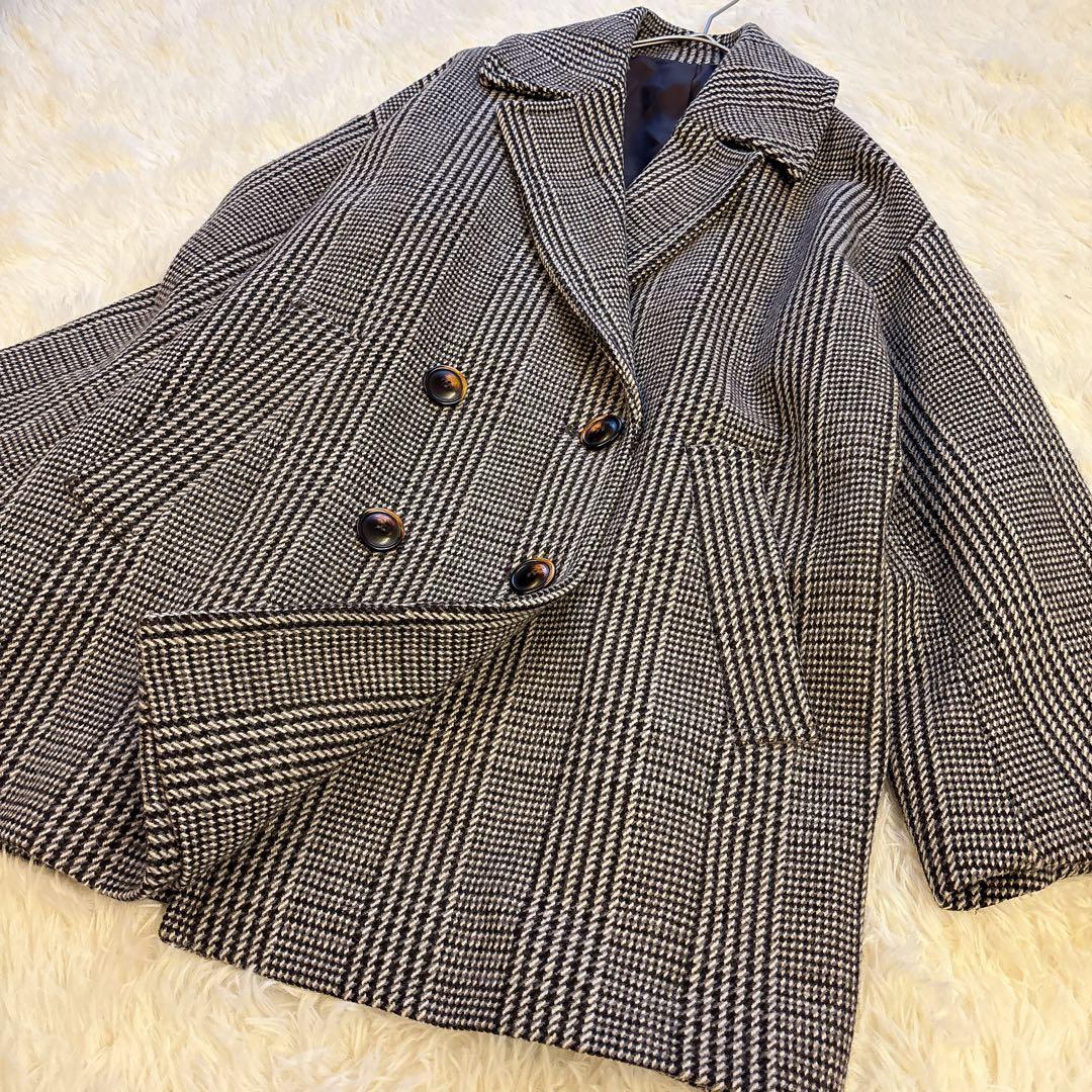 【極美品】ジャーナルスタンダードレリューム　ダブルカラー　チェックコート 茶