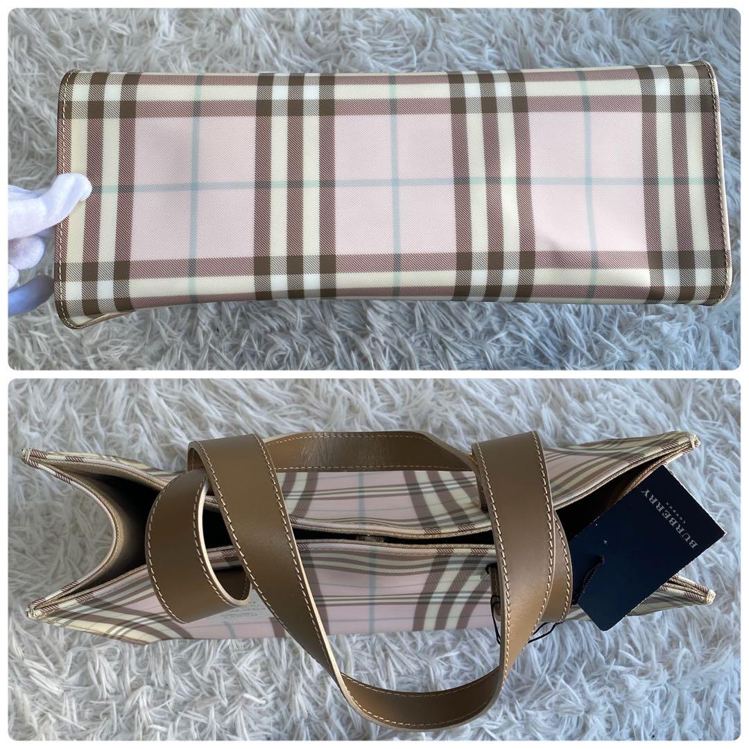 バーバリーロンドン　ピンクベージュ　トートバッグ　ノバチェック　保存袋付き