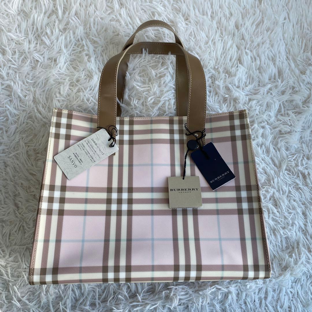バーバリーロンドン　ピンクベージュ　トートバッグ　ノバチェック　保存袋付き