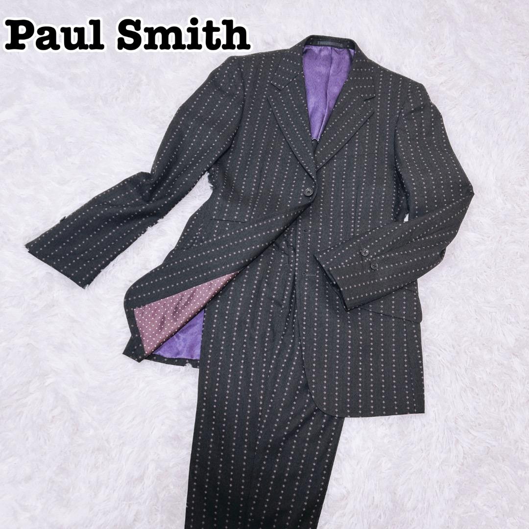 【極美品】ポールスミス☆ ストライプスーツ　裏地ドット柄　ウール　732