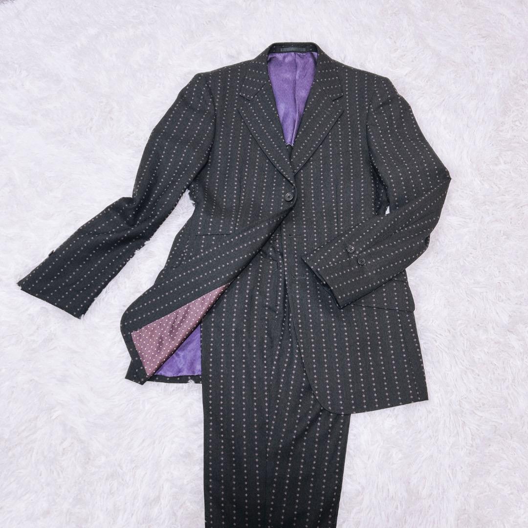 【極美品】ポールスミス☆ ストライプスーツ　裏地ドット柄　ウール　732