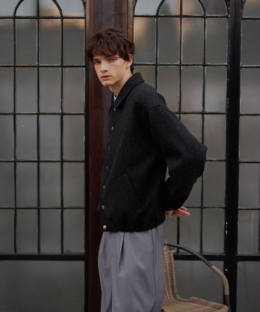 シンプルメルトンボタンジャケット　RegenGlanz