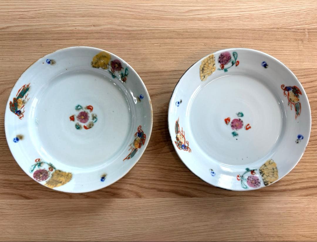 2枚セット 伊藤聡信 大皿 色絵 鳥と花