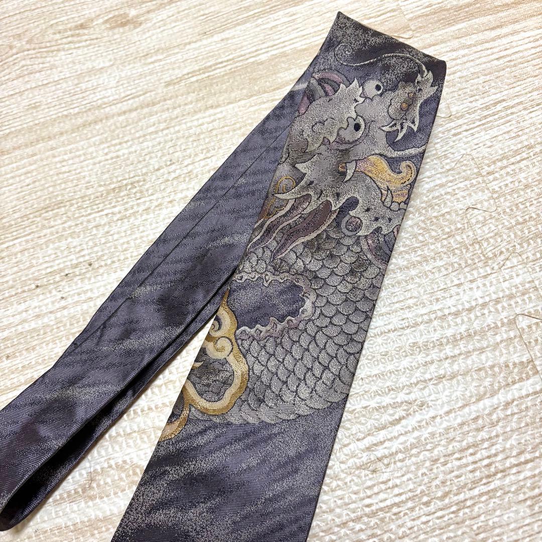 ヴィヴィアン ネクタイ シルク製 ドラゴン柄ネクタイ 昇龍 龍柄 和柄