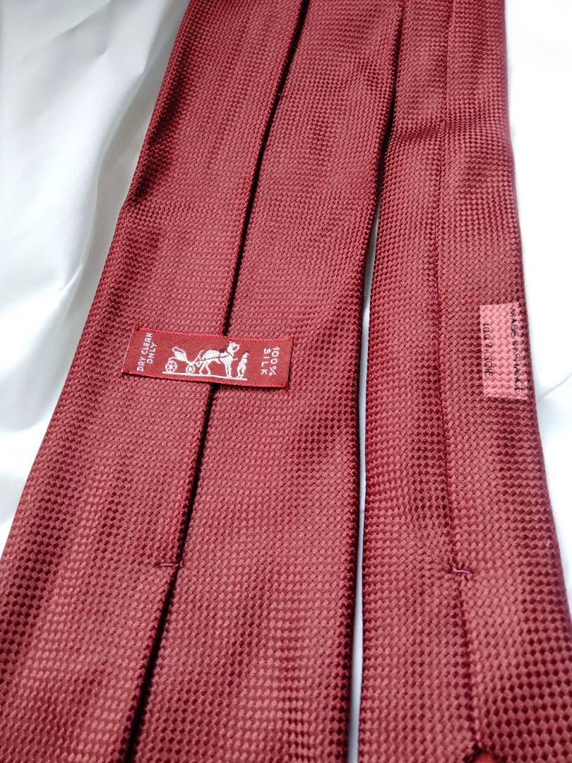 エルメス ボルドー 無地 ソリッド シルク 高級 ネクタイ