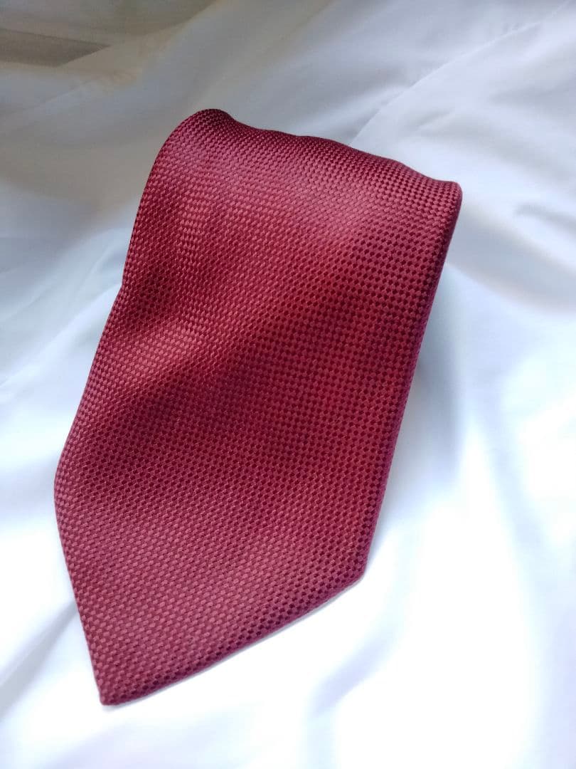 エルメス ボルドー 無地 ソリッド シルク 高級 ネクタイ