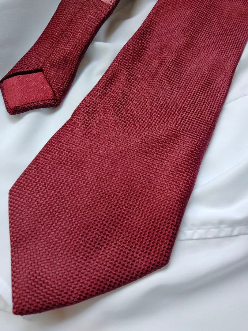 エルメス ボルドー 無地 ソリッド シルク 高級 ネクタイ
