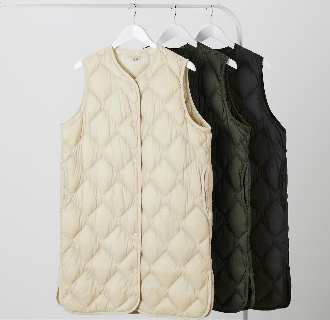 ユニクロ ウルトラライトダウン ロング ベスト M インナー ホワイト