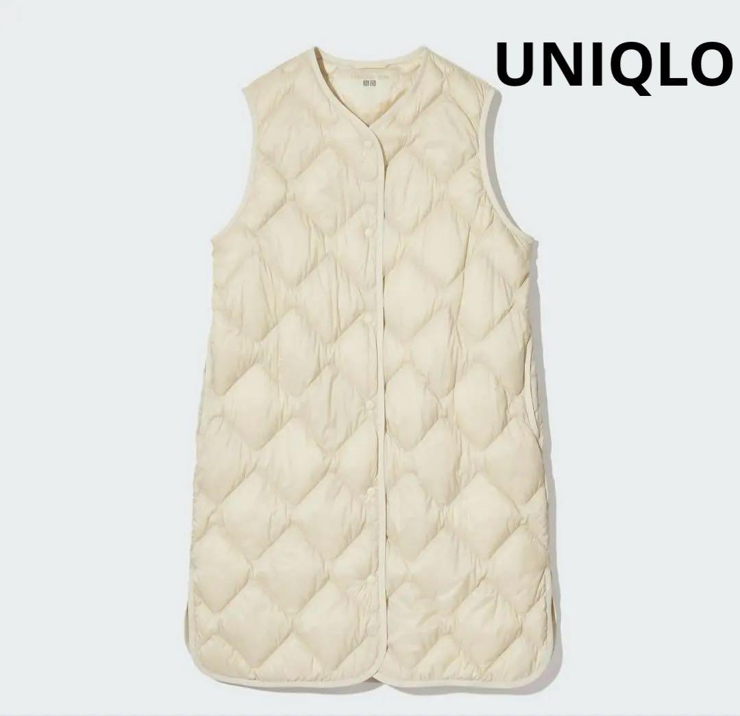 ユニクロ ウルトラライトダウン ロング ベスト M インナー ホワイト