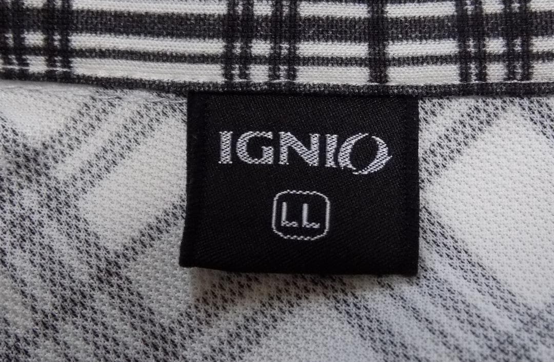 18239　IGNIIO メンズ　ポロシャツ　白Ｘ黒　サイズLL