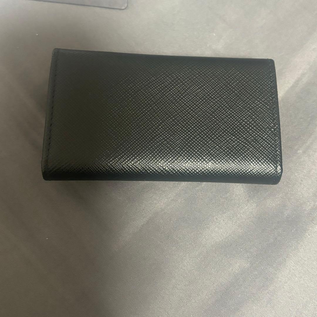 ブラック リボンキーケースブラックレザーキーケースサフィアーノレザー NERO