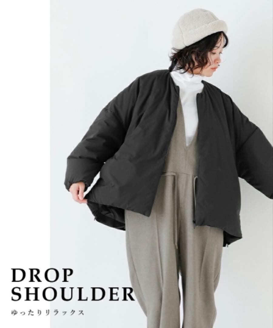 miffew｜撥水 帯電防止 ノーカラー オーバー ダウン ジャケット