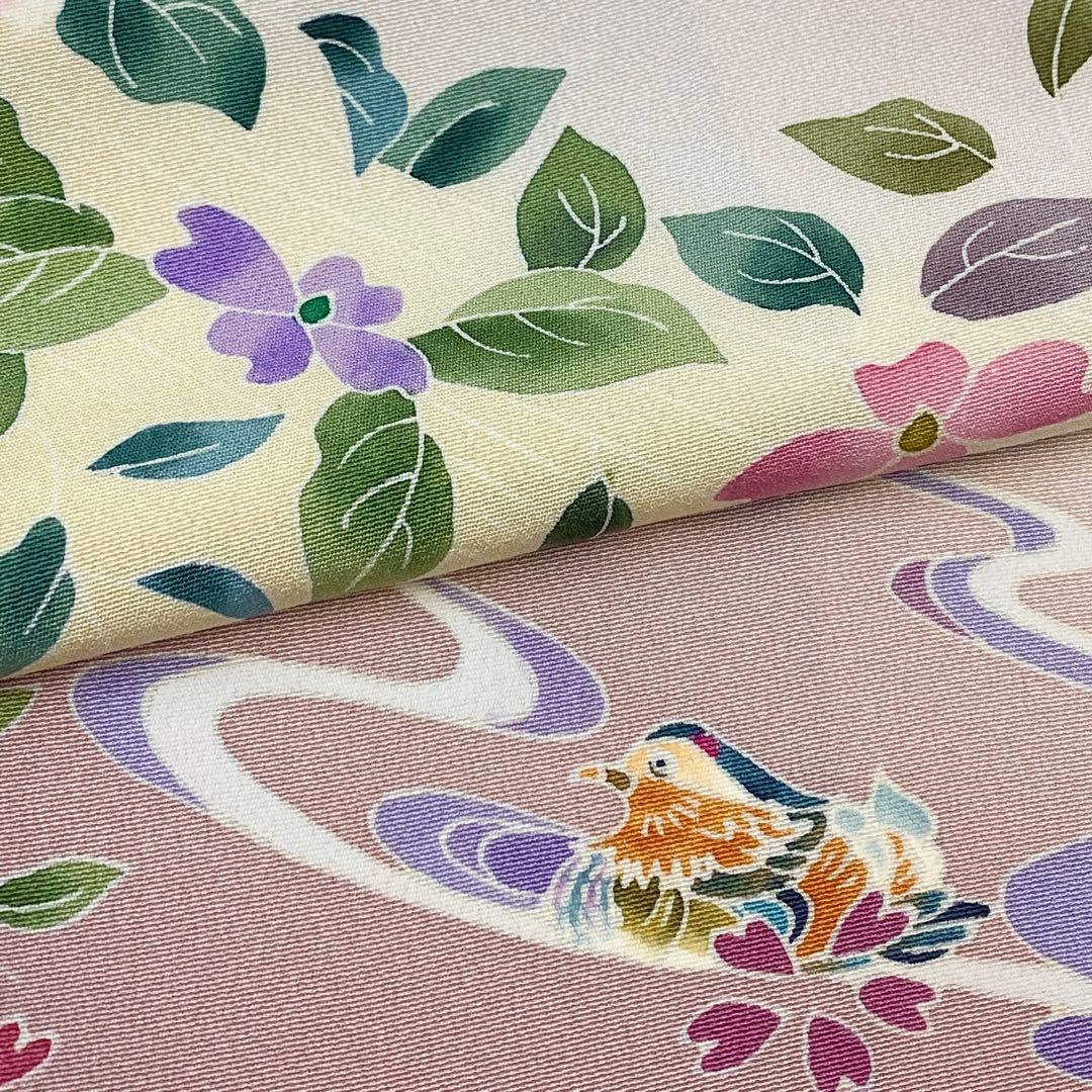 本場加賀友禅 寺西一紘 手描き友禅 花鳥 訪問着 未使用品 正絹 共八掛 ガード