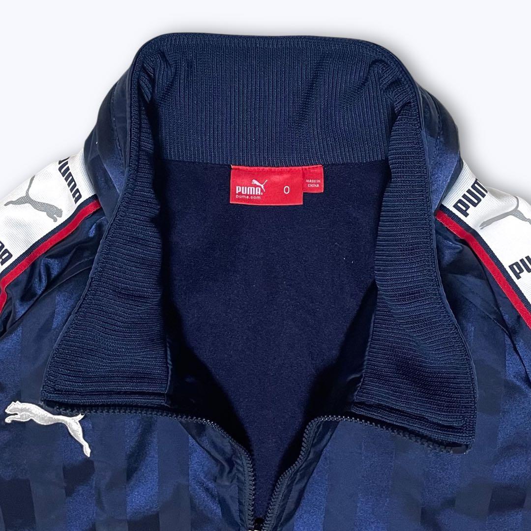 00s PUMA ナイロン 上下セットアップ サイズO ネイビー ラインジャージ