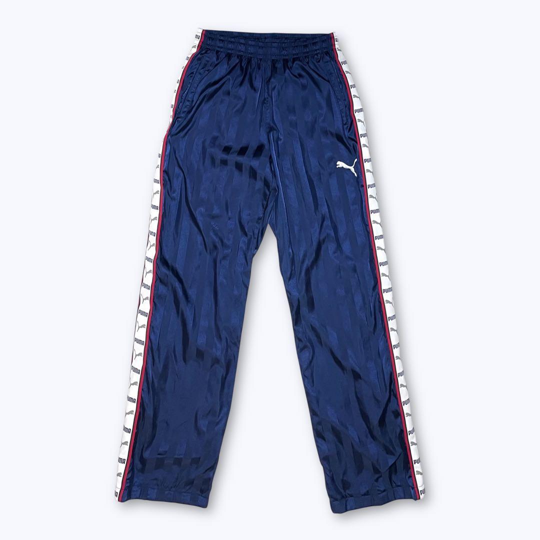 00s PUMA ナイロン 上下セットアップ サイズO ネイビー ラインジャージ