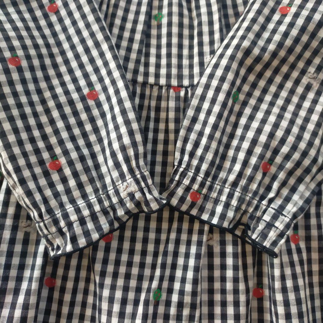 美品★2022SS★120cm familia 黒ギンガムチェック長袖ワンピース