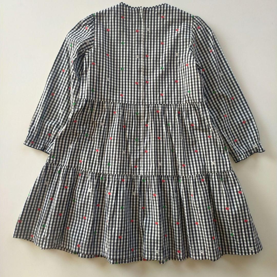 美品★2022SS★120cm familia 黒ギンガムチェック長袖ワンピース