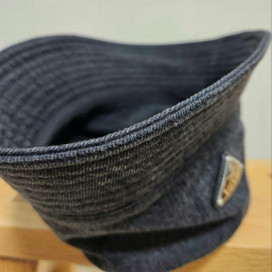 【美品】PRADA トライアングルロゴ ウォッシュドデニムバケットハット M
