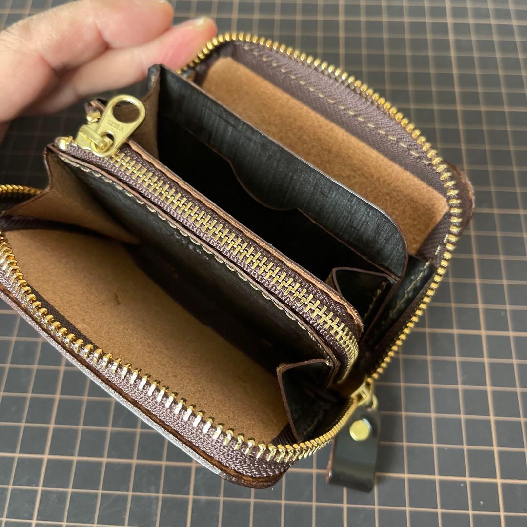 organオルガンフルジップミニ財布GS-75限定ブライドルレザー茶