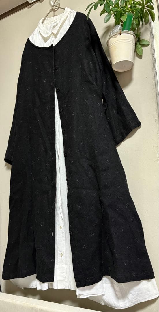 nest Robe ciel　前開きリネンワンピース　羽織り　替えボタン付