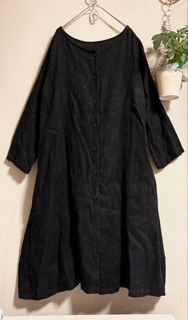 nest Robe ciel　前開きリネンワンピース　羽織り　替えボタン付