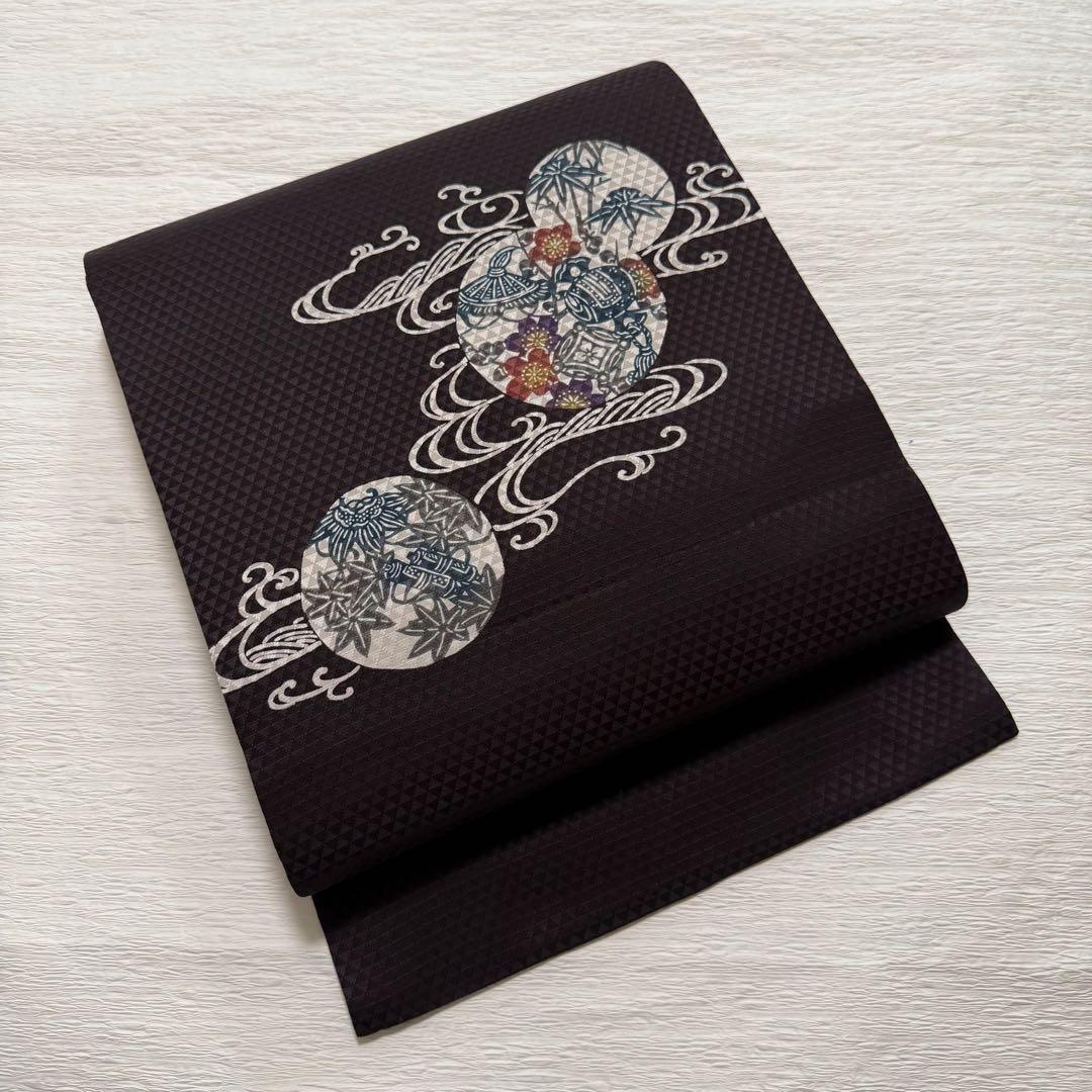 m158 琉球紅型 宝尽くし　名古屋帯 正絹