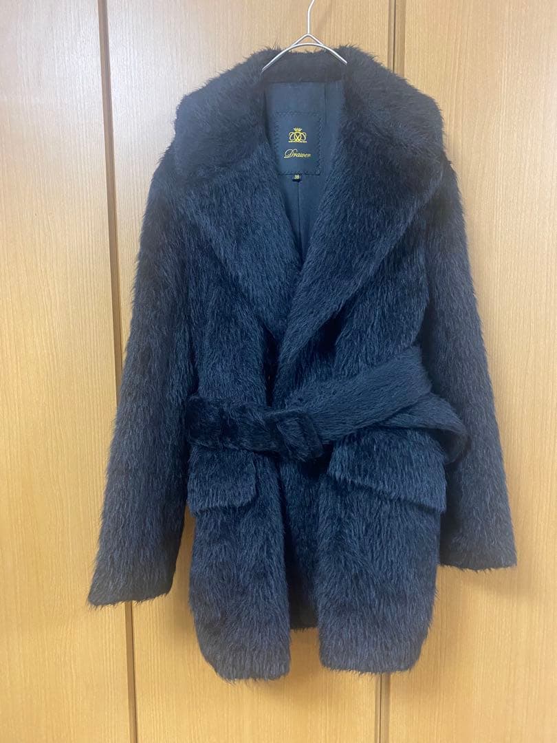 Drawer シャギー　ベルテッド　アルパカ　ケヌキ　Pコート　ブラミンク