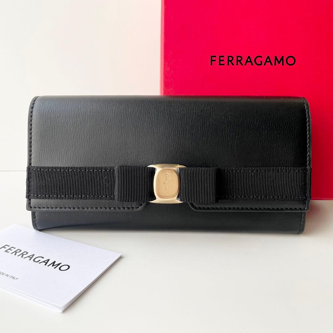 Ferragamo フェラガモ ヴァラリボン 長財布 ブラック レザー 新品