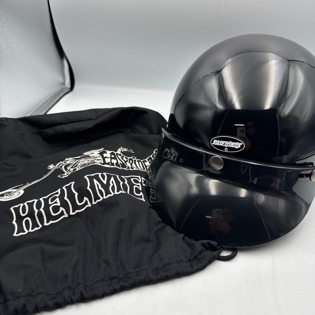 ①EASYRIDERS 半帽ヘルメット 黒 収納袋付き