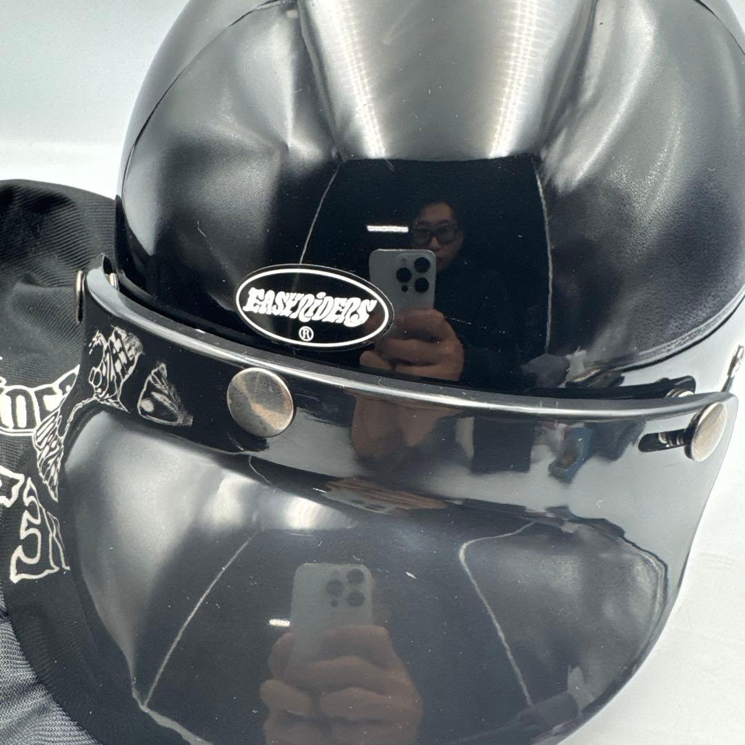 ①EASYRIDERS 半帽ヘルメット 黒 収納袋付き