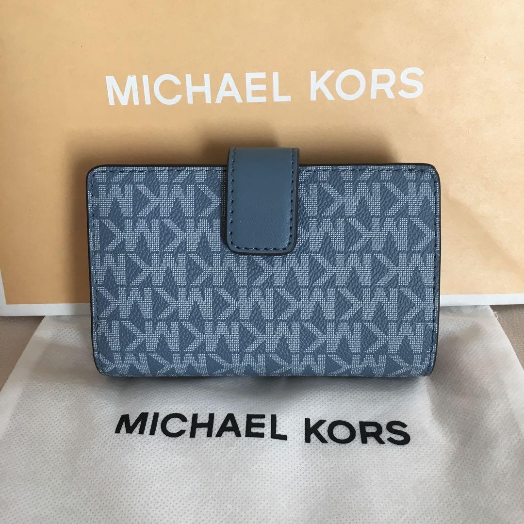 新品　マイケルコース　MICHEAL KORS 二つ折り　ブルー　財布