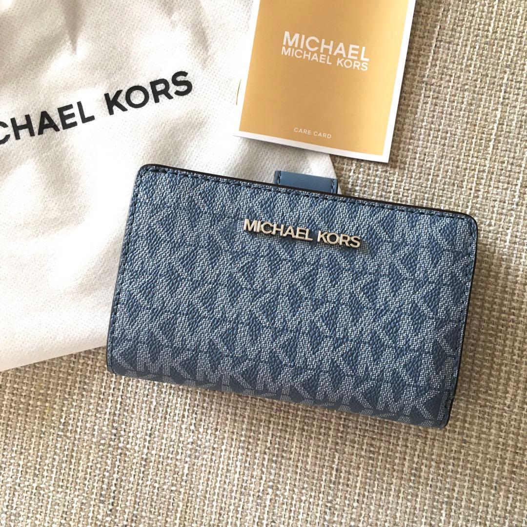 新品　マイケルコース　MICHEAL KORS 二つ折り　ブルー　財布