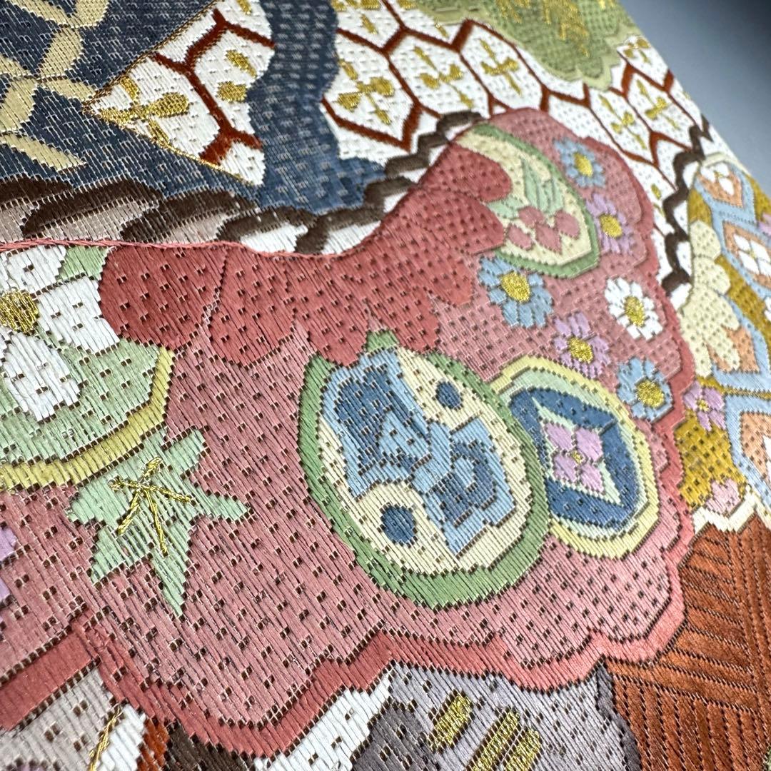 a*e様 【美品】豪華絢爛 富久露帯 戳沙 全通柄 刺繍 袋帯 桐箱付 中国技法